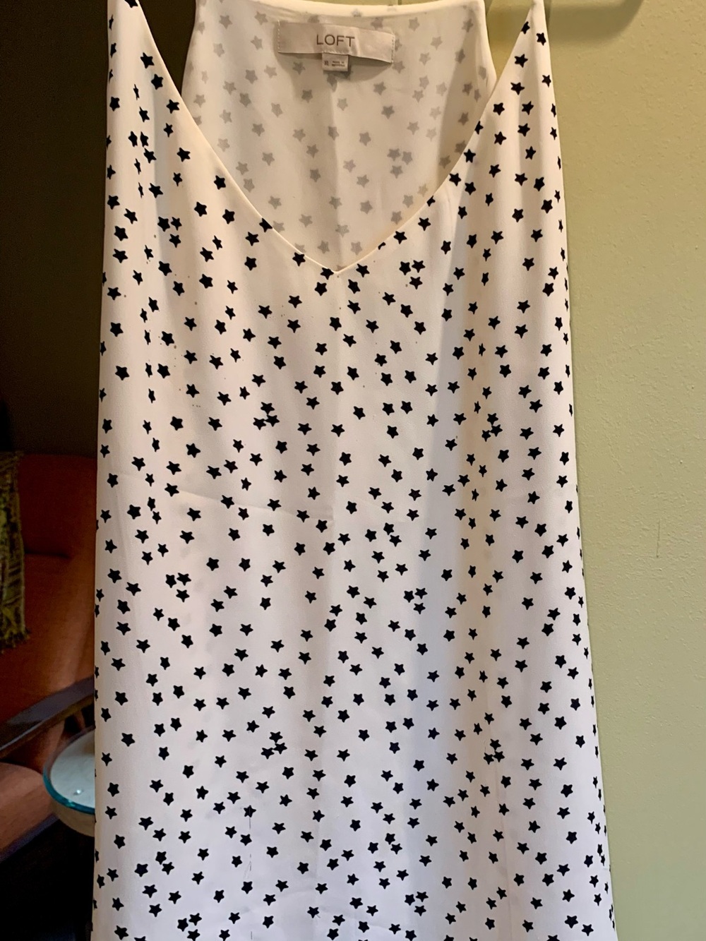 LOFT Outlet White Slip Camisole with Navy Star Print